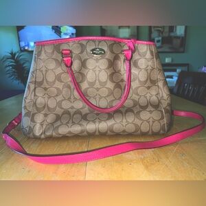 Authentic Signature Coach Purse Hot Pink Straps CC Print